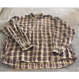 Ryan Michael Mens Western Pearl Snap Plaid Shirt XL Cowboy Ranch Westerncore